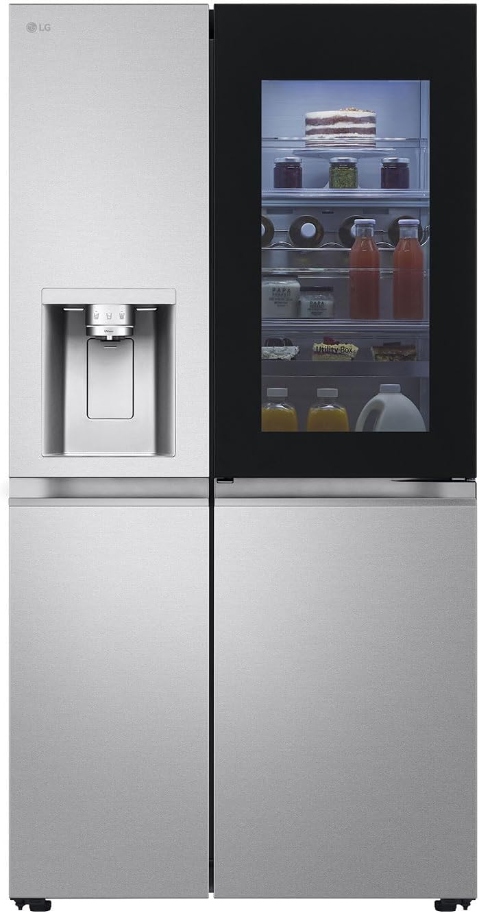 LG GSXE90MBAD Side by Side Kühlschrank mit InstaView, Klasse D, 628 Liter Kapazität, Festwasseranschluss, Metal Sorbet