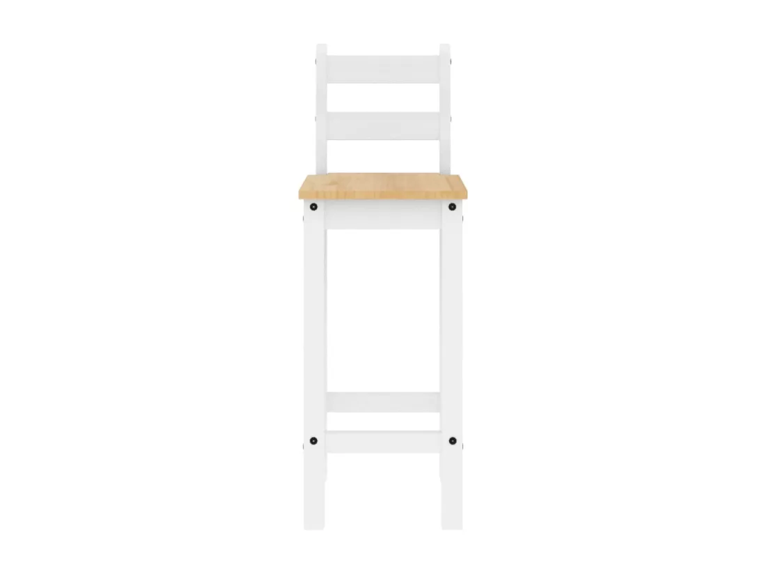 Ensemble de bar 5 pcs Blanc Bois de pin massif