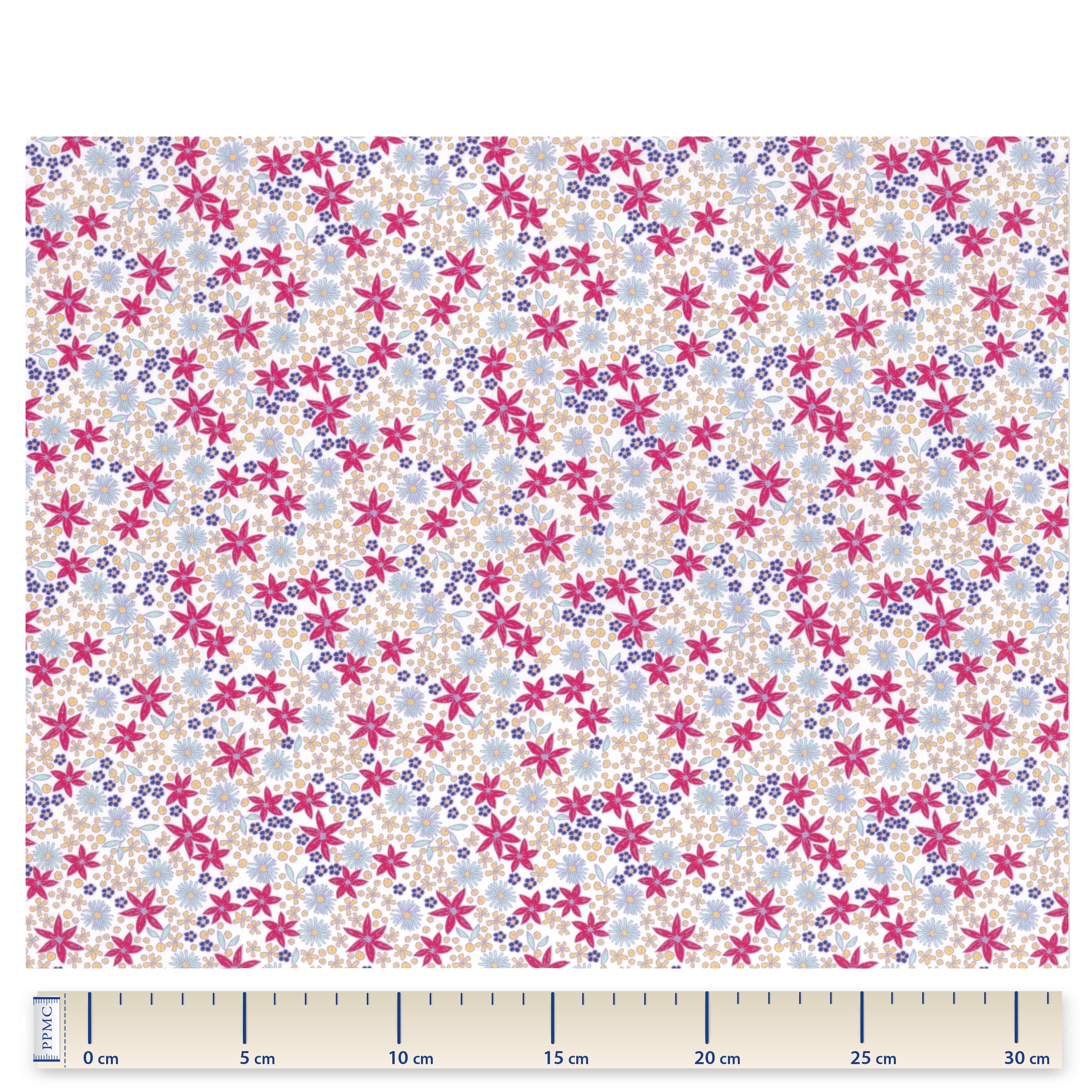 Coupon Tissu 1 M Ex2304 Badiane Fuchsia Blanc