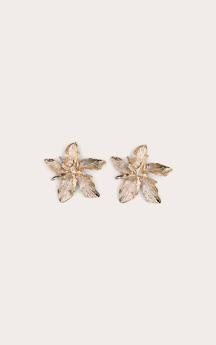 Doré Boucles D'oreilles Clous À Fleur Effet Statement