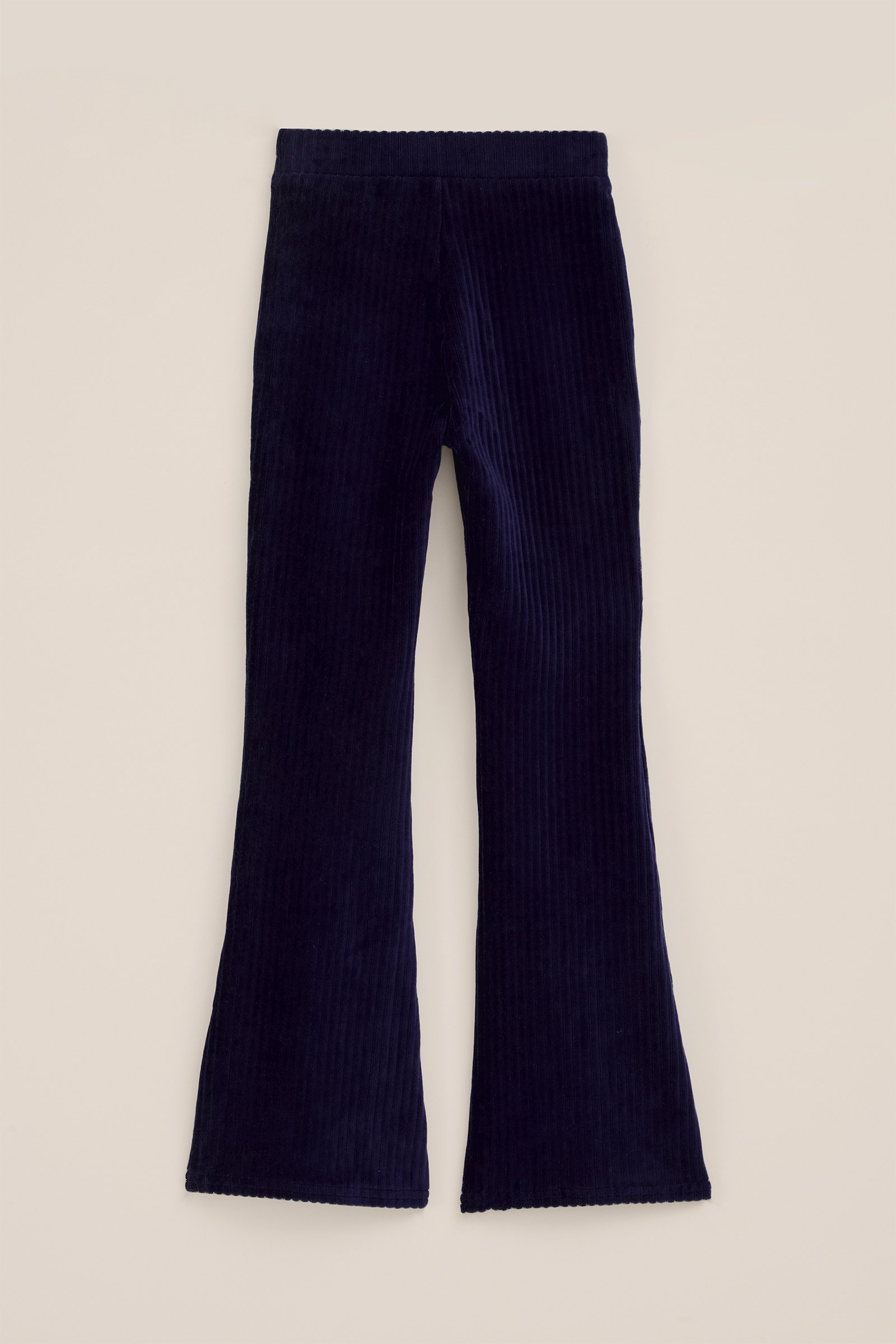 Meisjes velvet flared legging van ribstof WE Fashion Donkerblauw