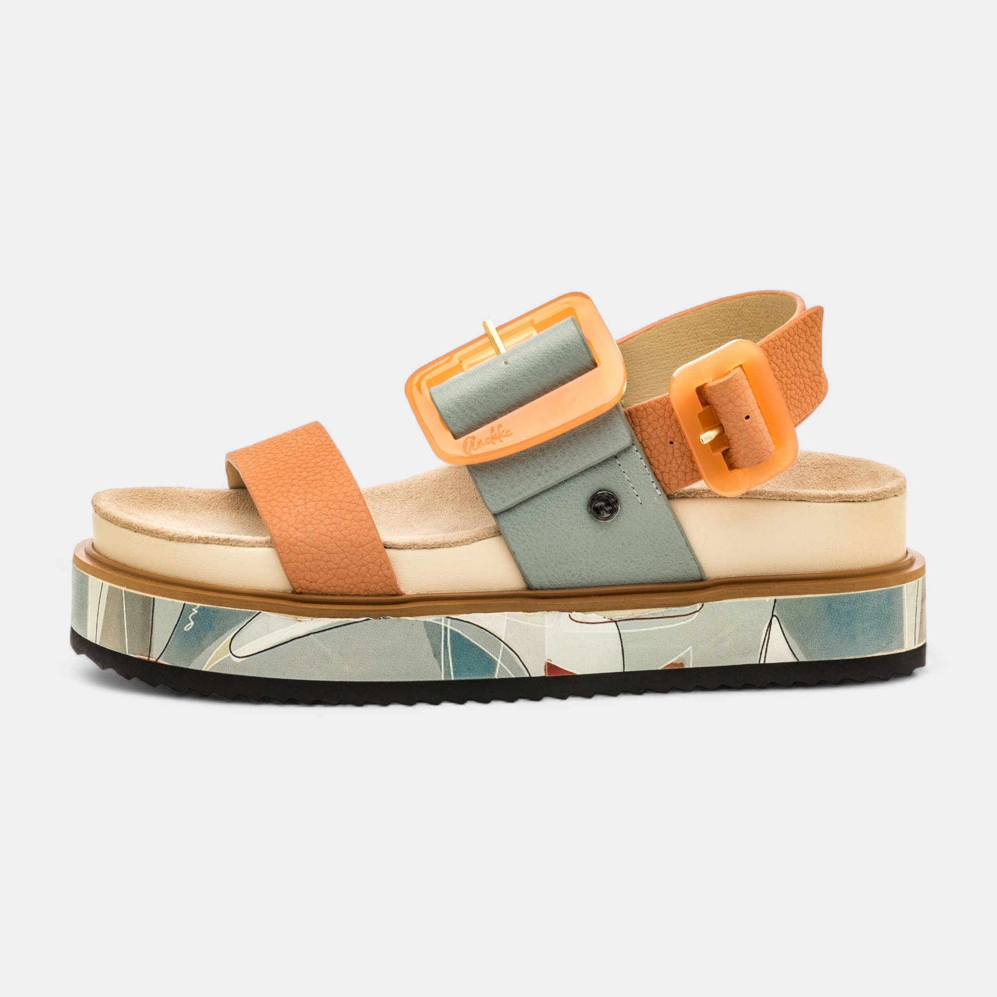 Sandales à talon compensé Femme en cuir bleu