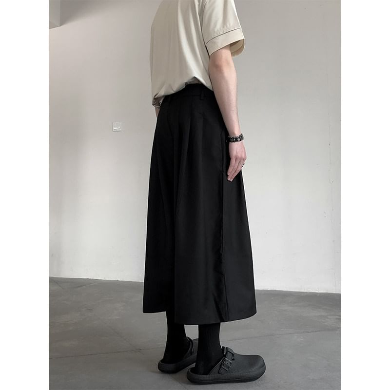 Freehop - Hoge taille effen capri broek met wijde pijpen