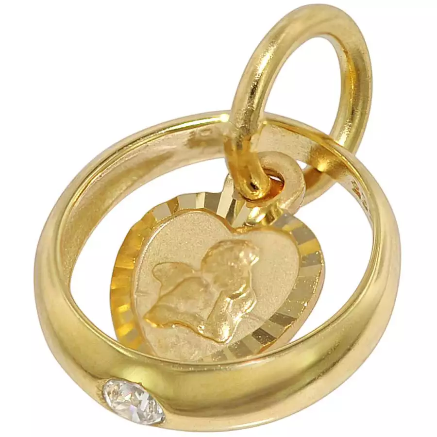 trendor Taufring mit Amorherz Gold 585 an goldplattierter Silberkette gold