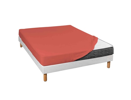 TERRE DE NUIT - Drap housse jersey orange terracotta bonnet 30 cm 80x200