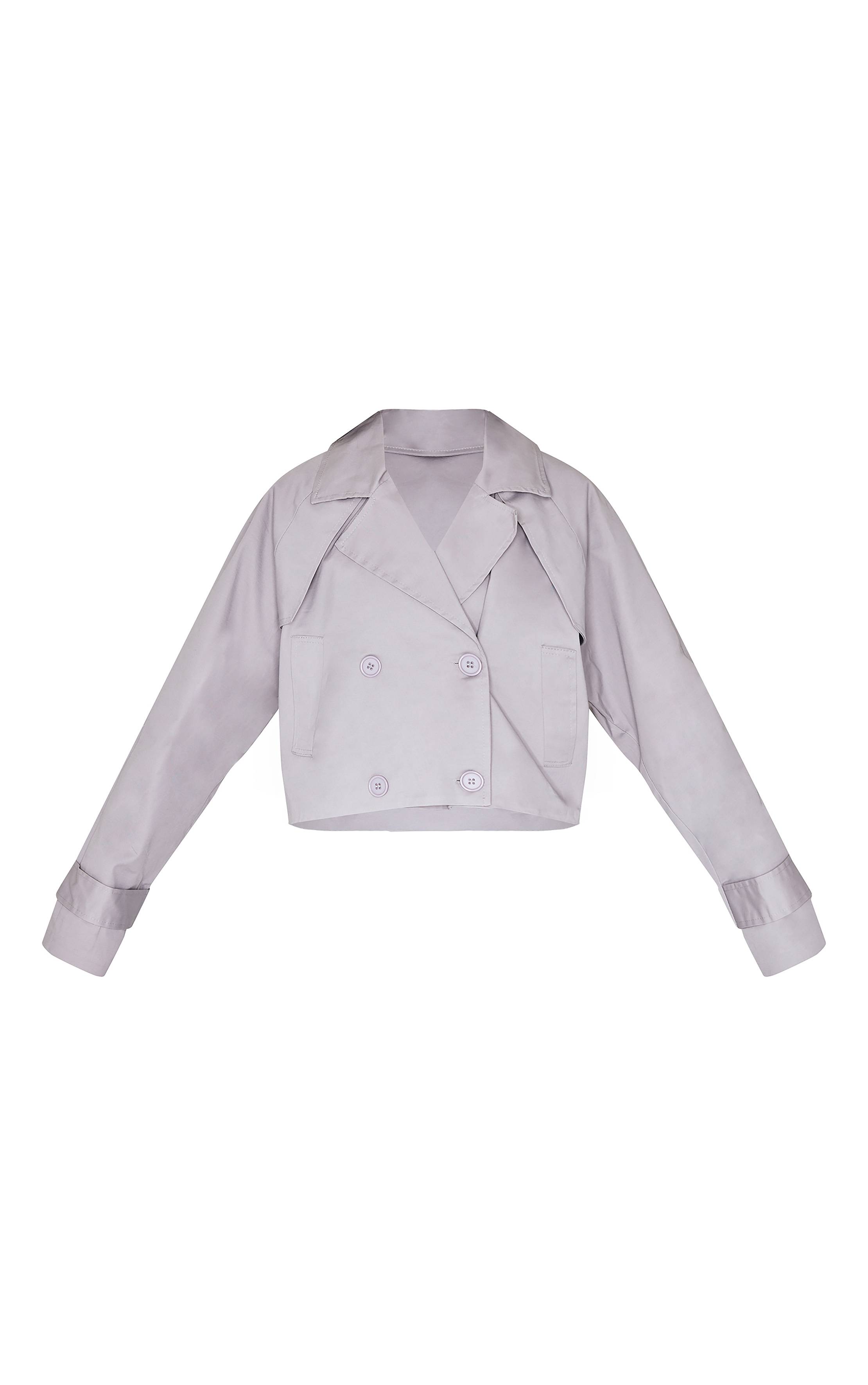 Gris Trench-coat Court Avec Détail De Patte De Tempête