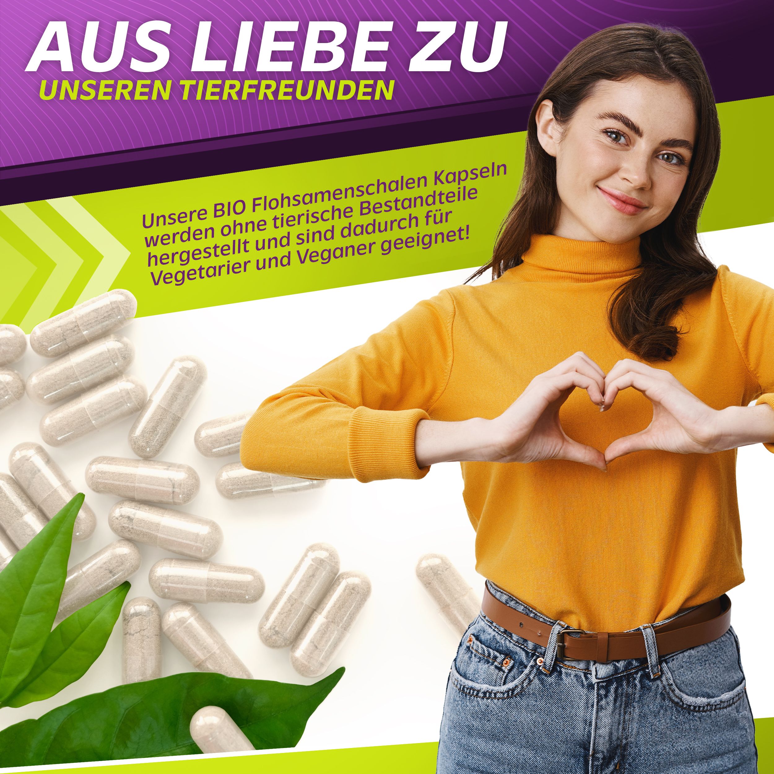 Vita2You Bio Flohsamenschalen Kapseln 750mg - Hochdosiert