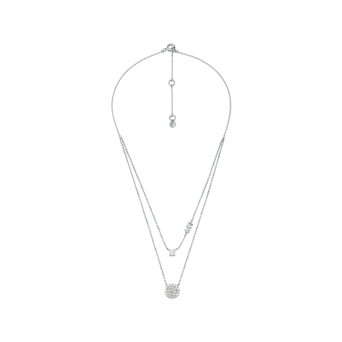 Collier MICHAEL KORS double rang argent 925 rhodié zirconias 45 cm