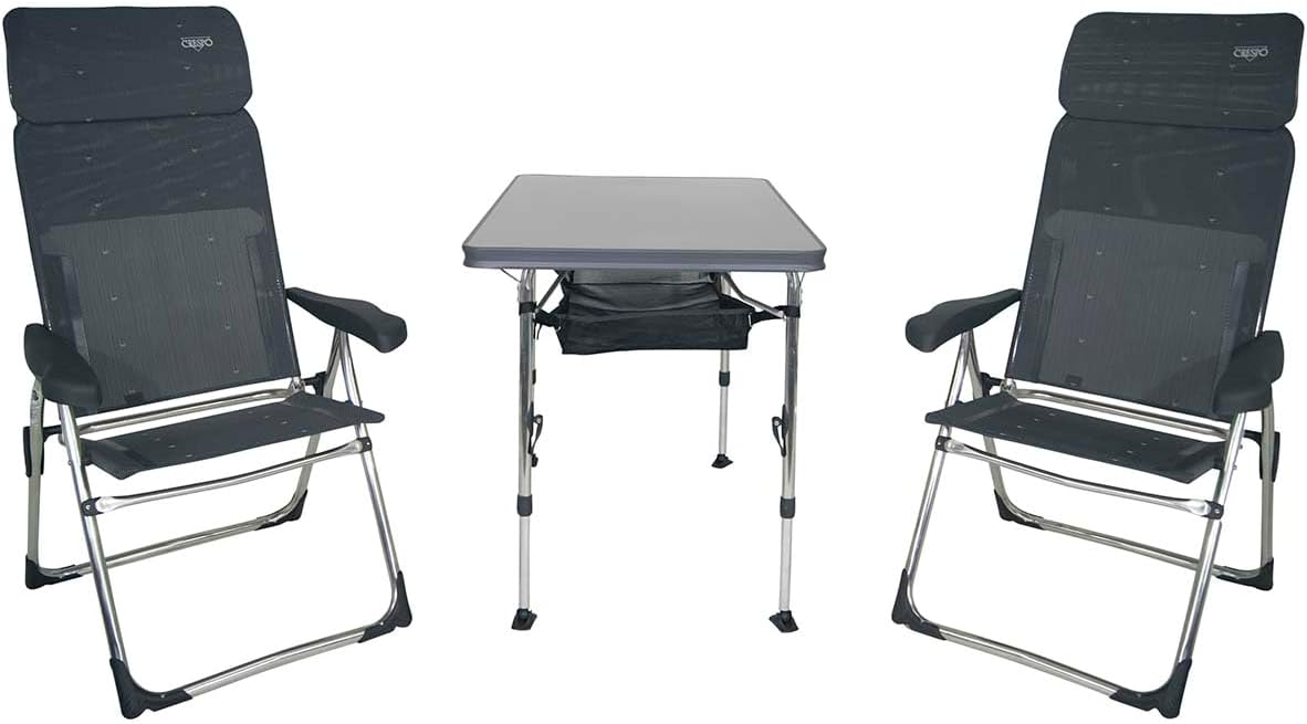Crespo FRA611966 Metall Stuhl Tischset Valencia, Anthrazit