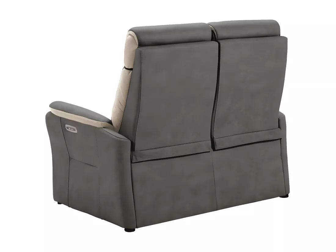 Canapé de relaxation électrique en nubuck Kondort-Couleur Gris foncé-2 places relax électrique