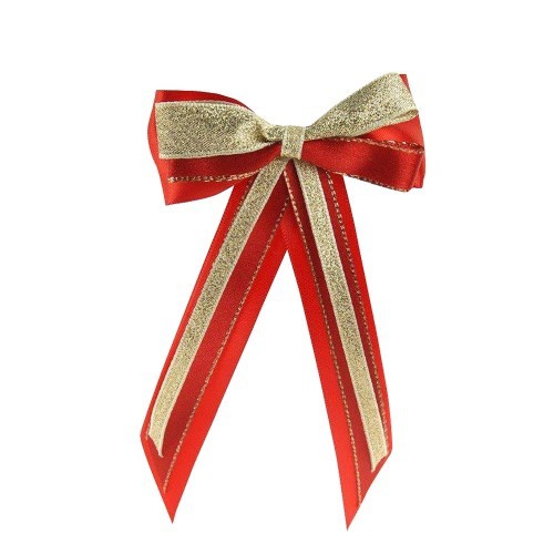 Laço de cabelo vermelho/dourado para competição equestre