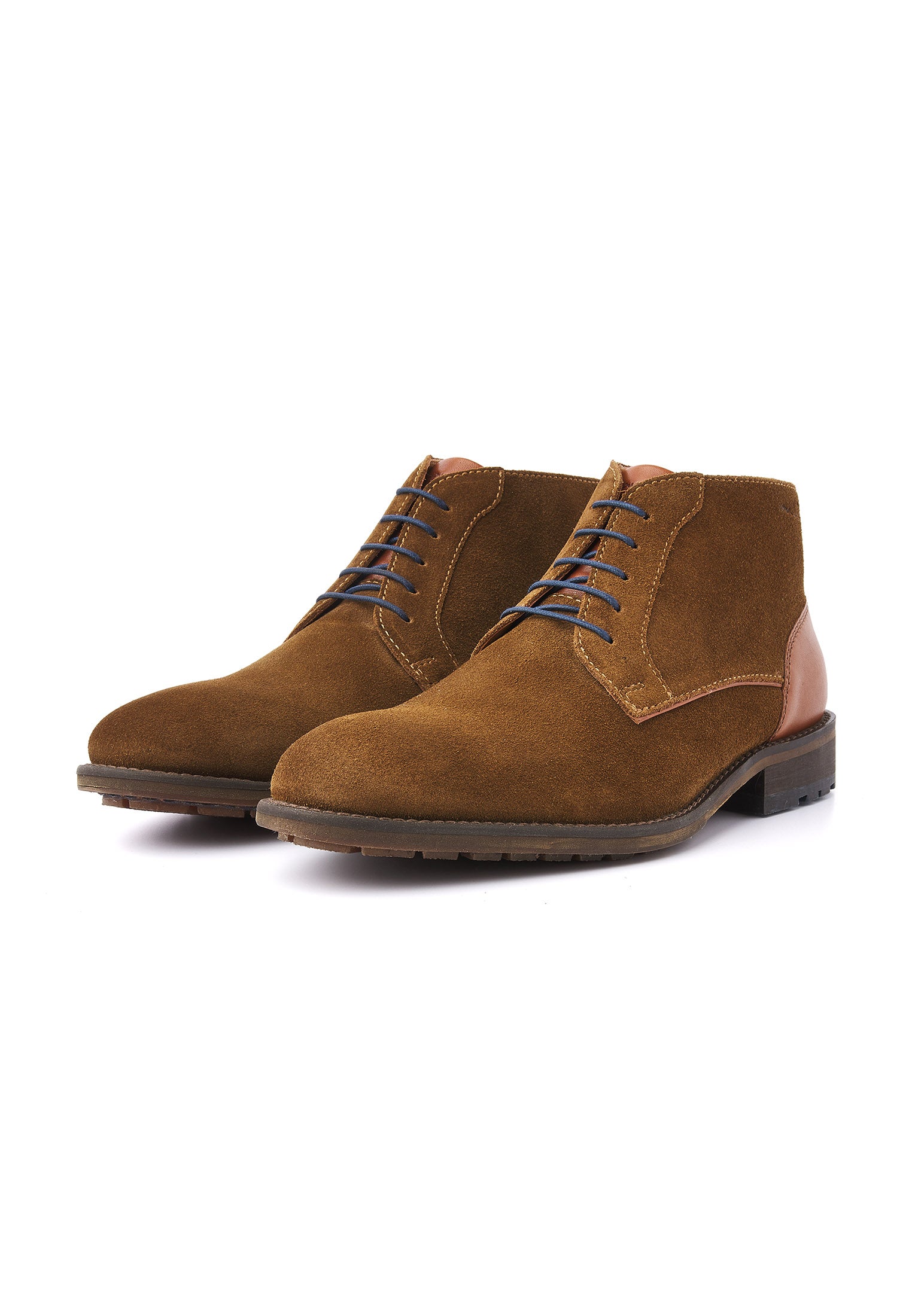 Roest cognac suède Montana halfhoge veterschoen