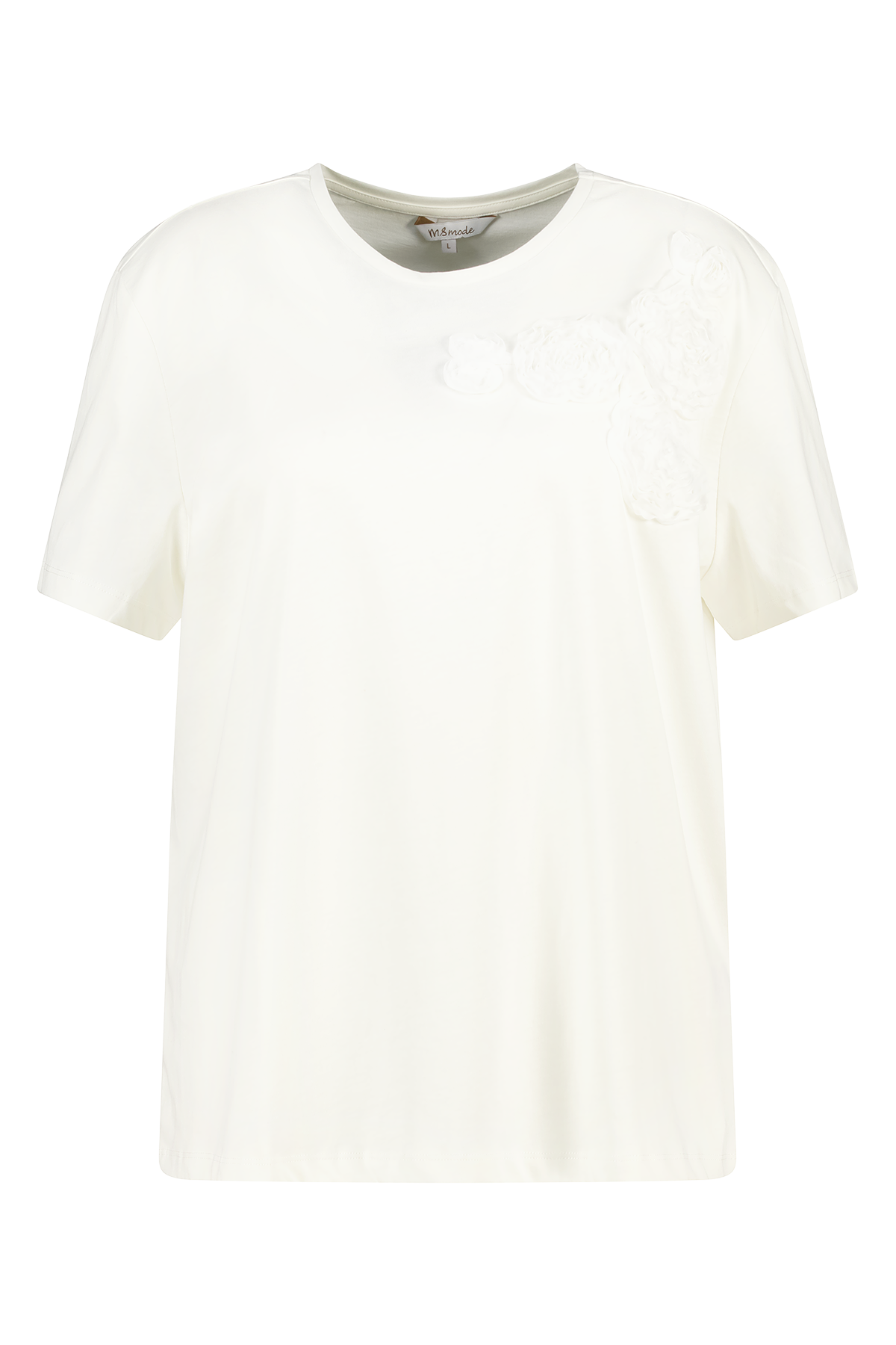 T-shirt met geborduurde opdruk Cream