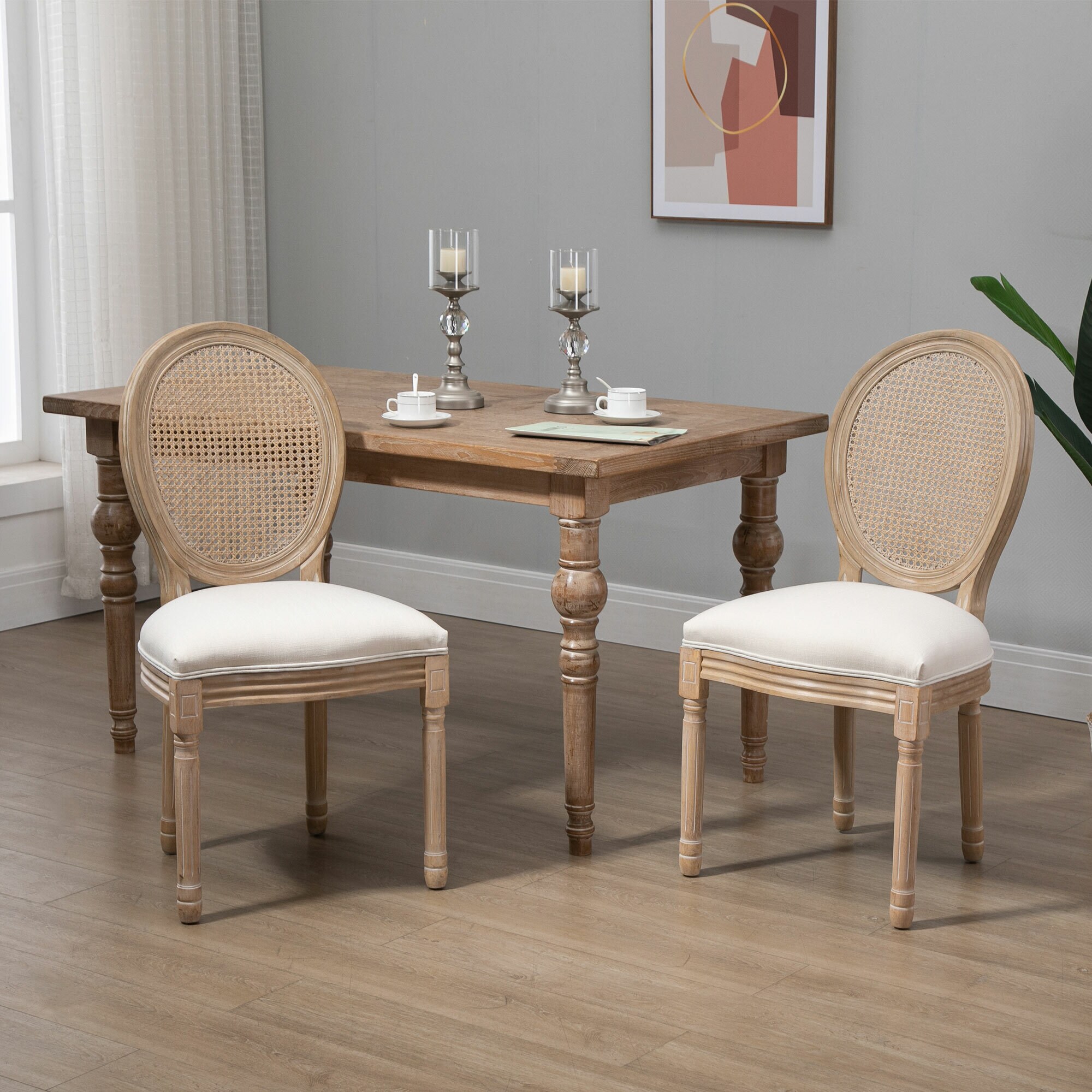 HOMCOM Esszimmerstuhl 2er-Set beige 49B x 56T x 96H cm