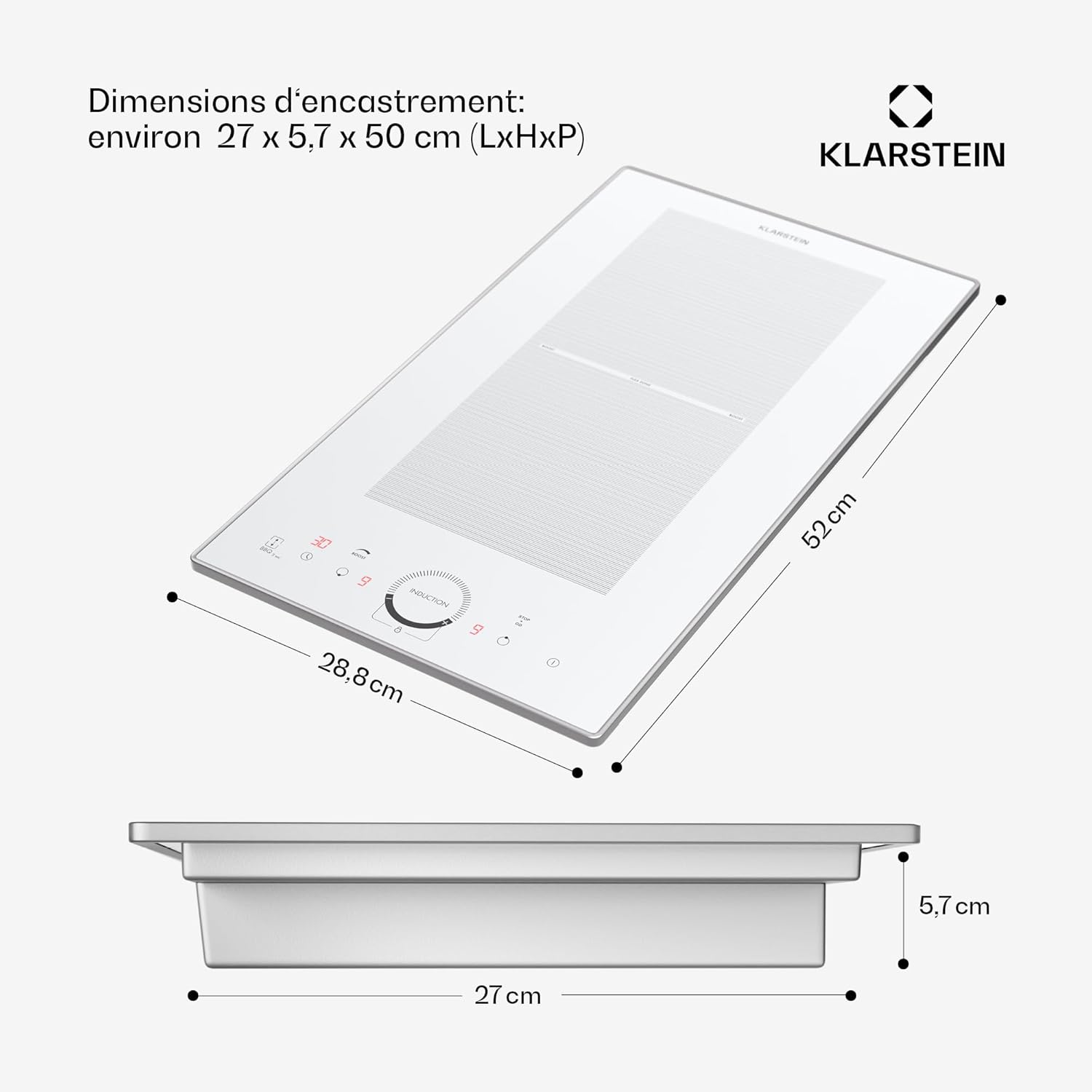 Klarstein Kochfeld 2 Platten, Einbaukochfeld mit 2 Kochfeldern, 3500 Watt, Touch-Bedienfeld & Timer, Effizienter Elektro-Herd