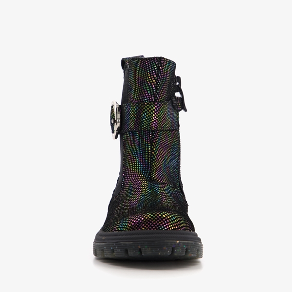 TwoDay leren meisjes Chelsea boots zwart metallic