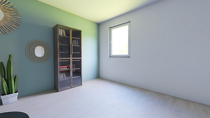 Armoire effet chêne grisé portes battantes verre transparent GoodHome Atomia H. 187,5 x L. 75 x P. 37 cm