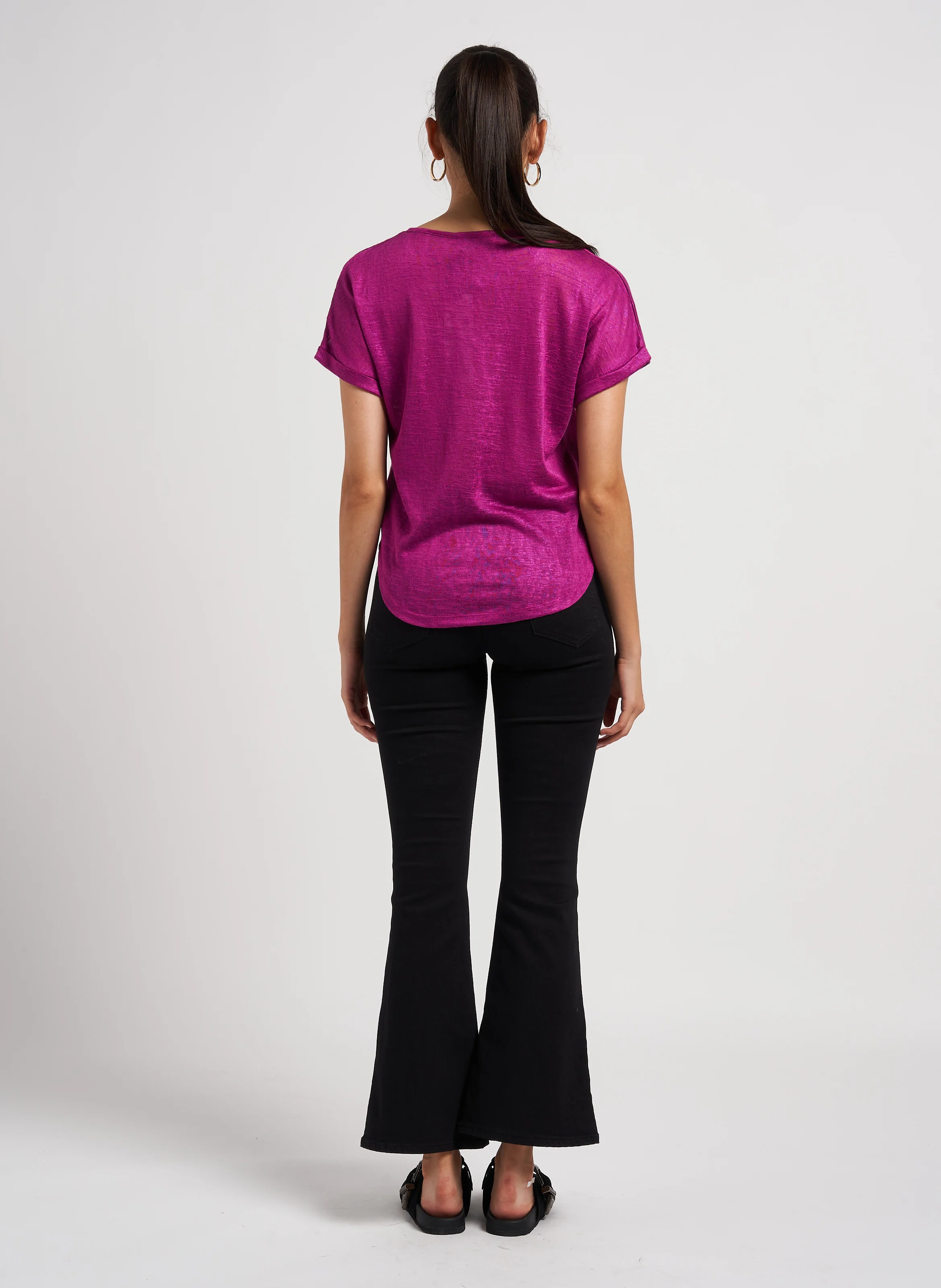 BETTY - Jean flare en coton mélangé| Noir