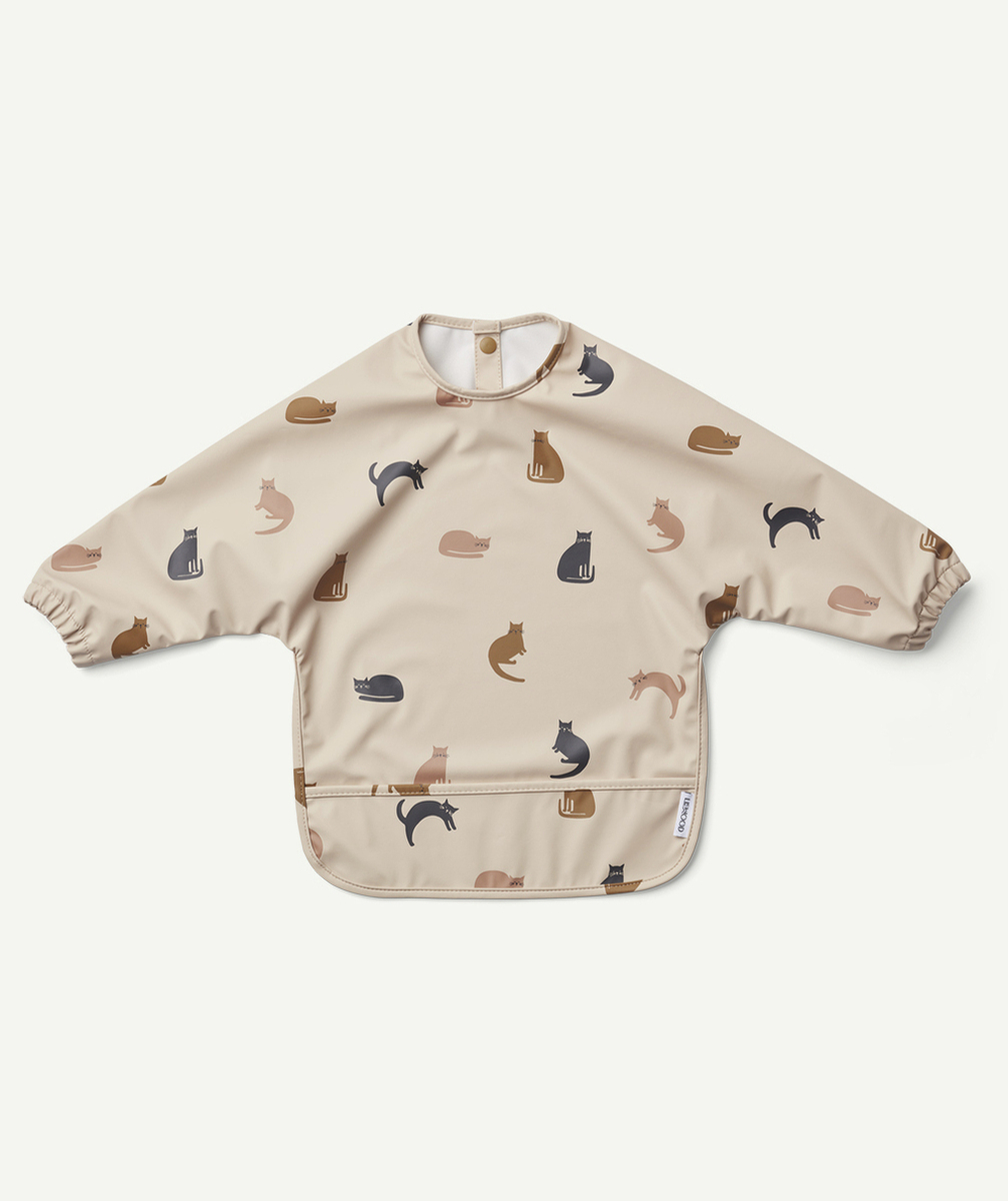 LIEWOODBAVOIR TABLIER BEIGE IMPERMÉABLE MOTIFS CHAT BÉBÉ