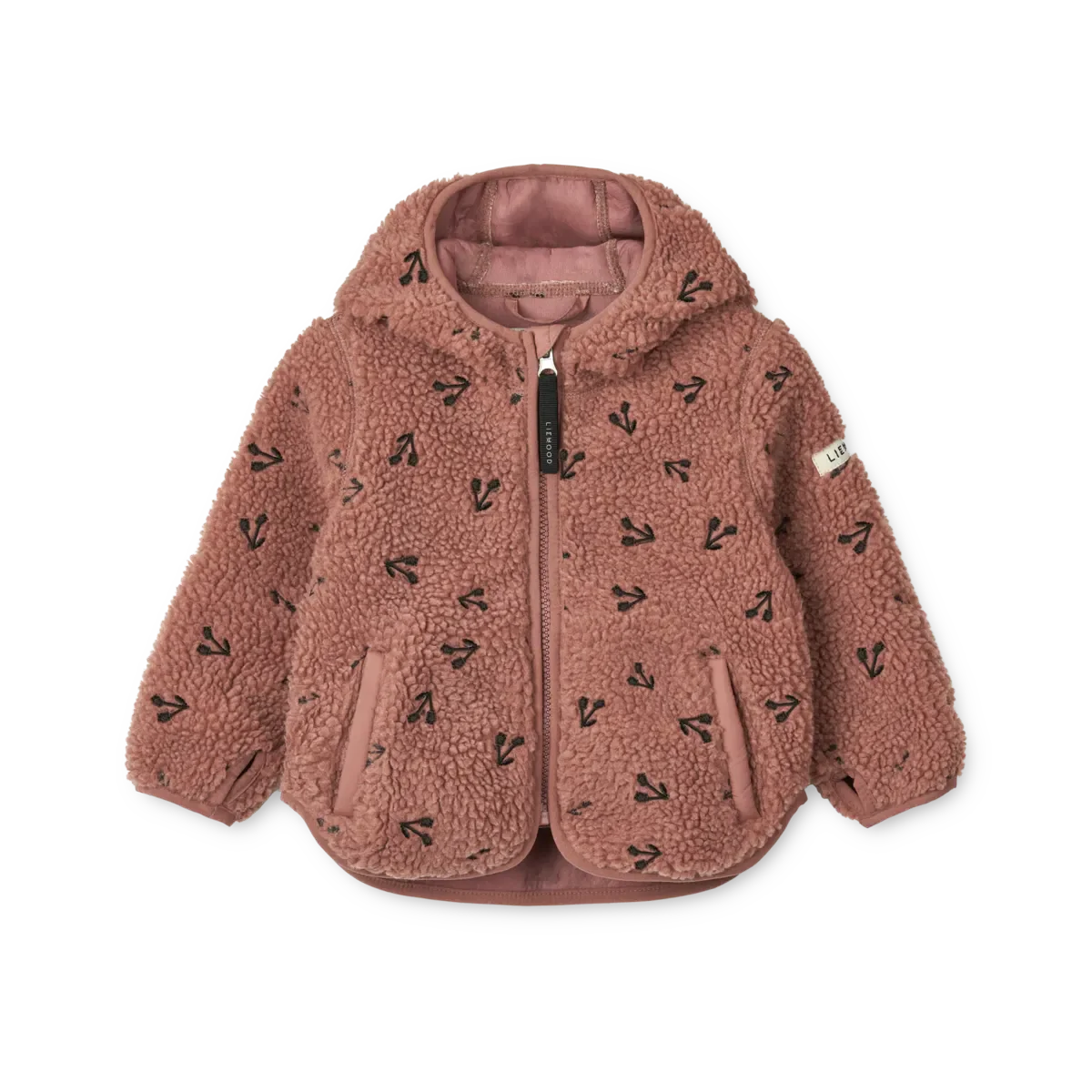 Liewood Mara Pile Jacket With Ears cherries dark rosetta