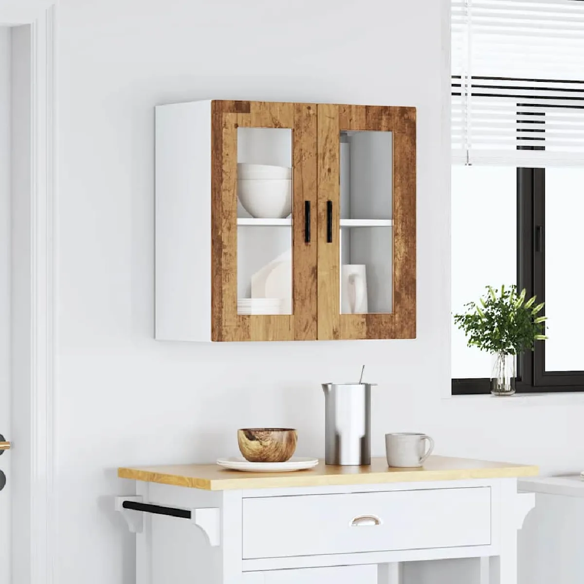 vidaXL Armoire murale Porto - Vieux bois