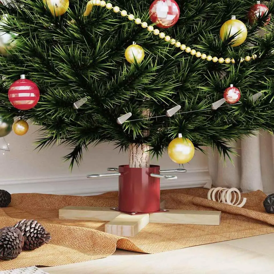 vidaXL - Kerstboomstandaard 50x50x16 cm - Rood - Massief grenenhout