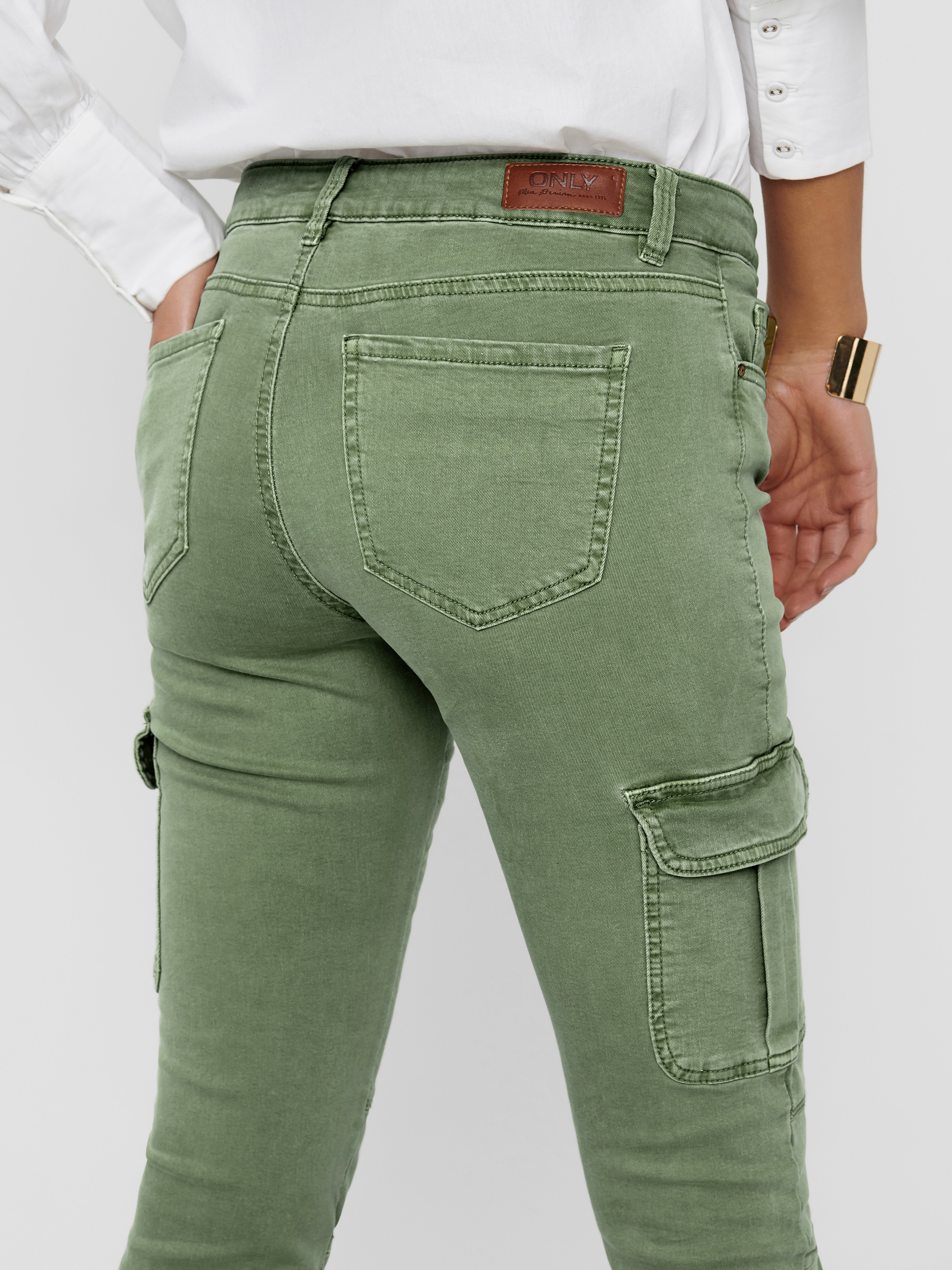 ONLMISSOURI Mittlere Taille Slim Fit Cargo-Hose Oil Green