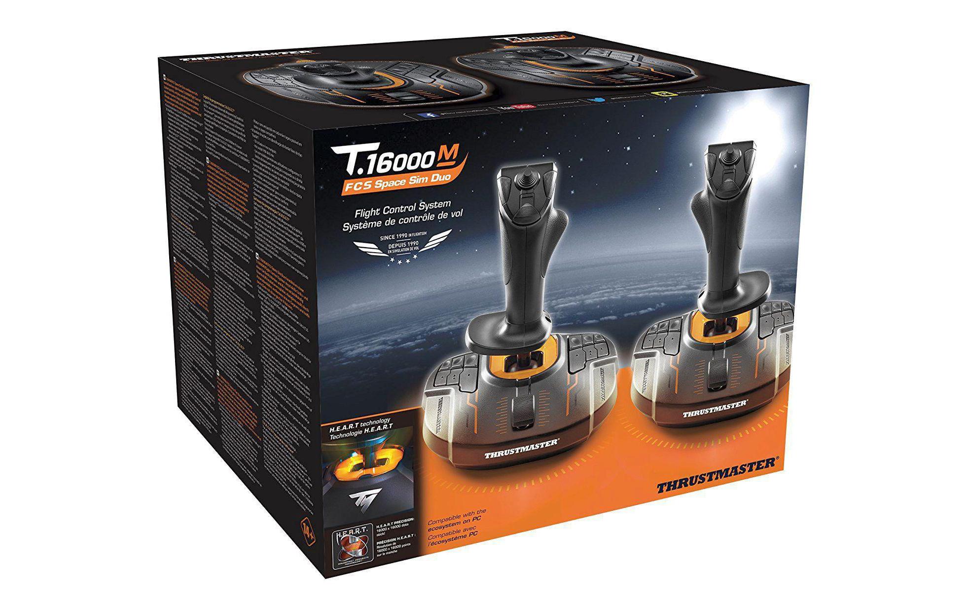 Joystick T.16000M FCS Space Sim Duo Flight Stick<br>Kombinieren Sie einen T.16000M FCS für die linke und einen für die rechte Hand