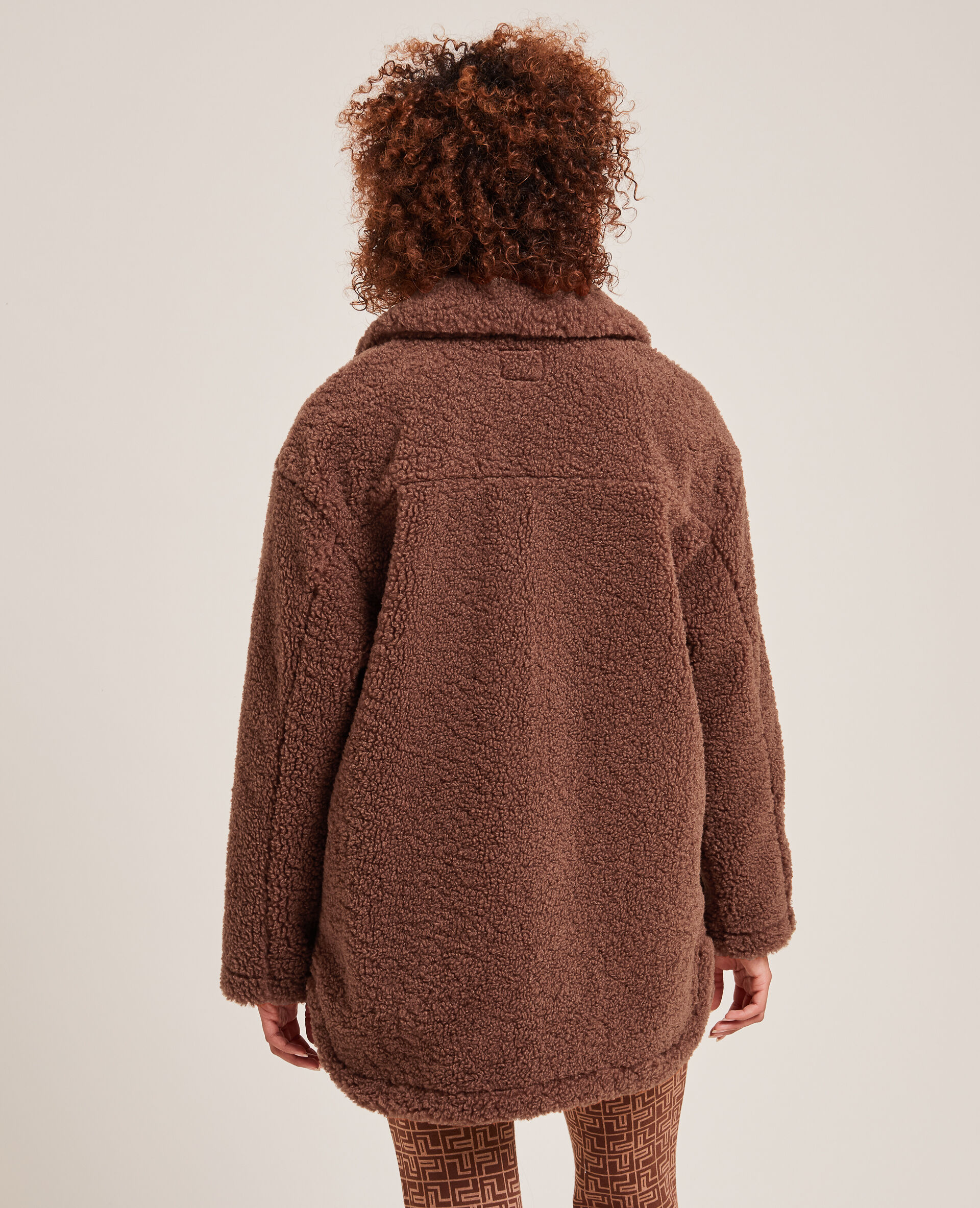 Veste droite en sherpa - Marron