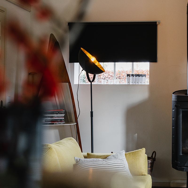 Vloerlamp zwart met goud 35 cm verstelbaar - Magnax