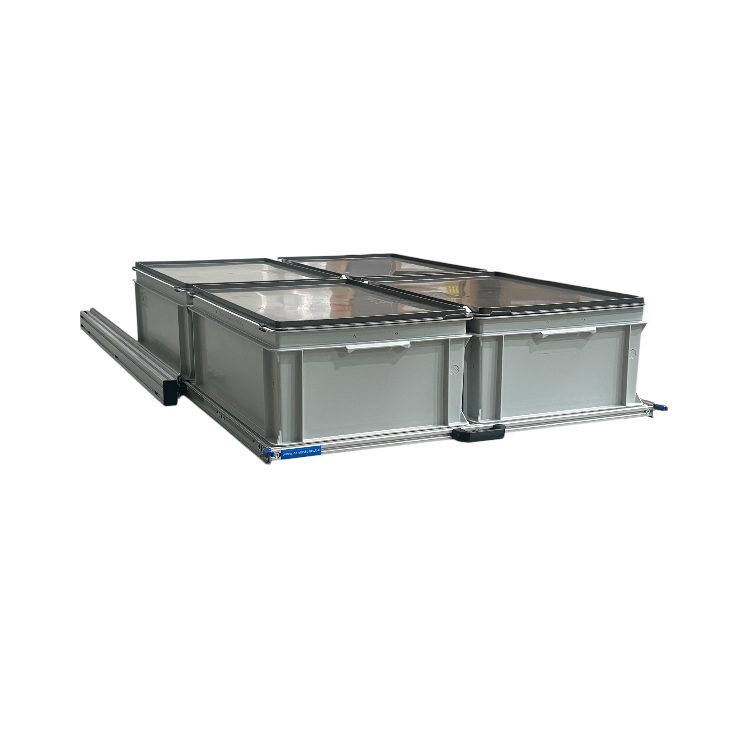 Aluminium 120x80 cm schuifframe met 6 bakken met deksel