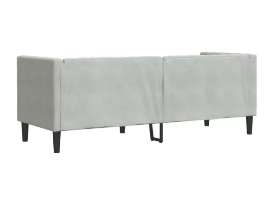 Canapé Chesterfield avec traversins 3 places gris clair velours