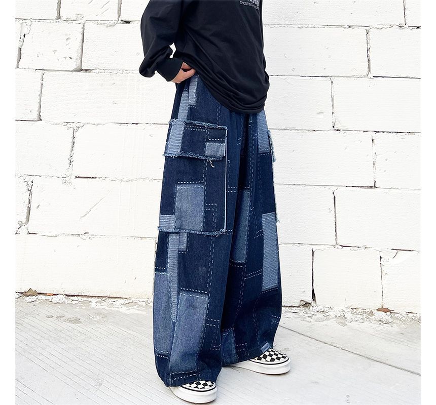2DAWGS - Patchwork jeans met wijde pijpen
