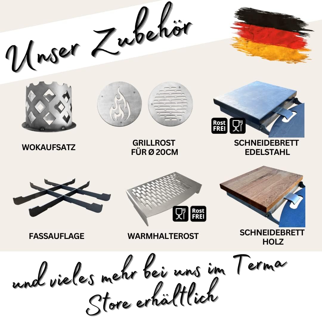 Terma Feuerplatte -80cm- Stärke -6mm- Made in Germany, Grillplatte plancha grillplatte feuerring für feuertonne feuerplatte für 200L Fass