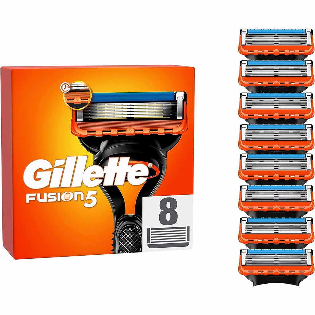 Gillette Fusion 5 Rasierklingen, 8 Ersatzklingen für Nassrasierer Herren mit 5-fach Klinge