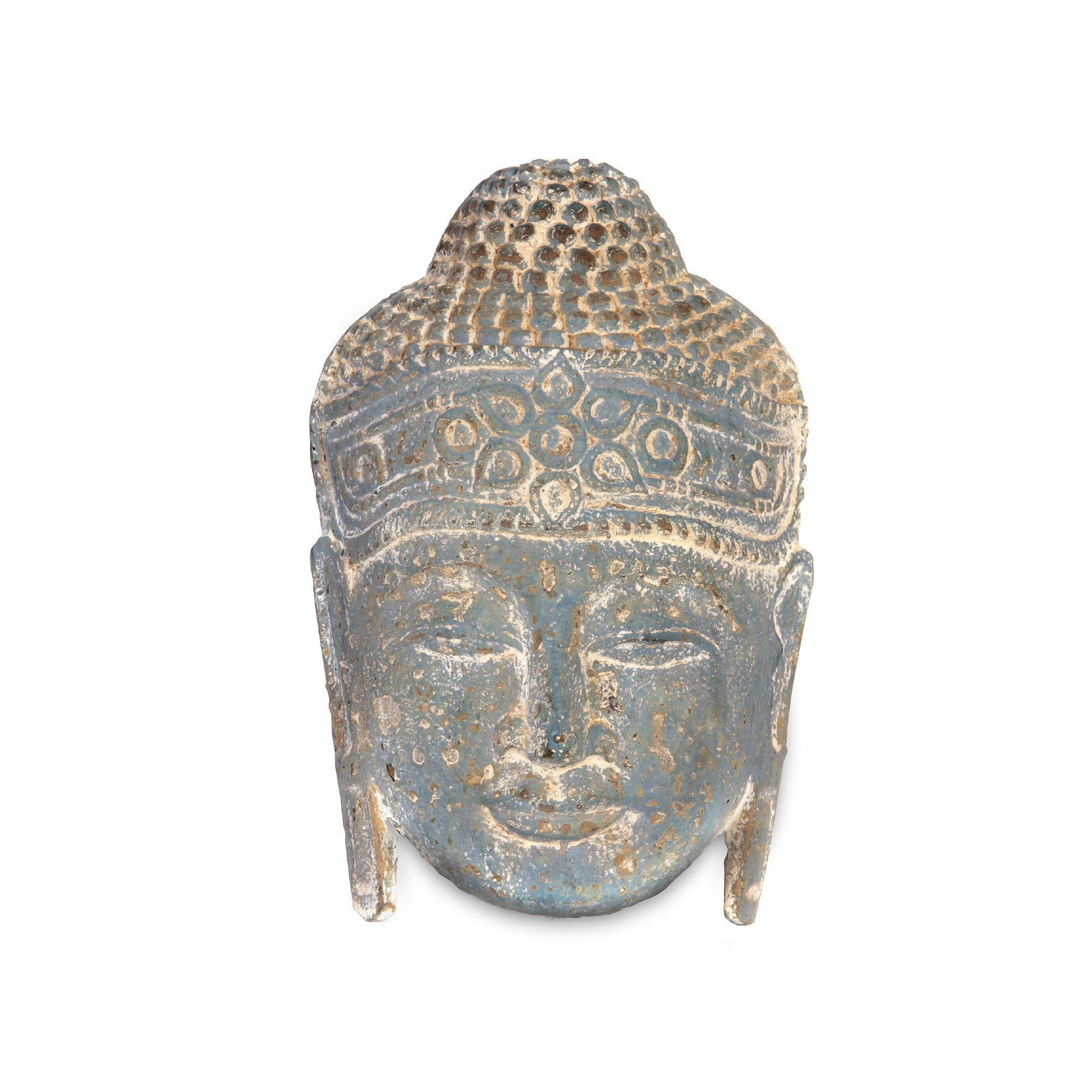 Maske 'Buddha', blau, H 30 cm, B 20 cm, L 11 cm von fischer's lagerhaus