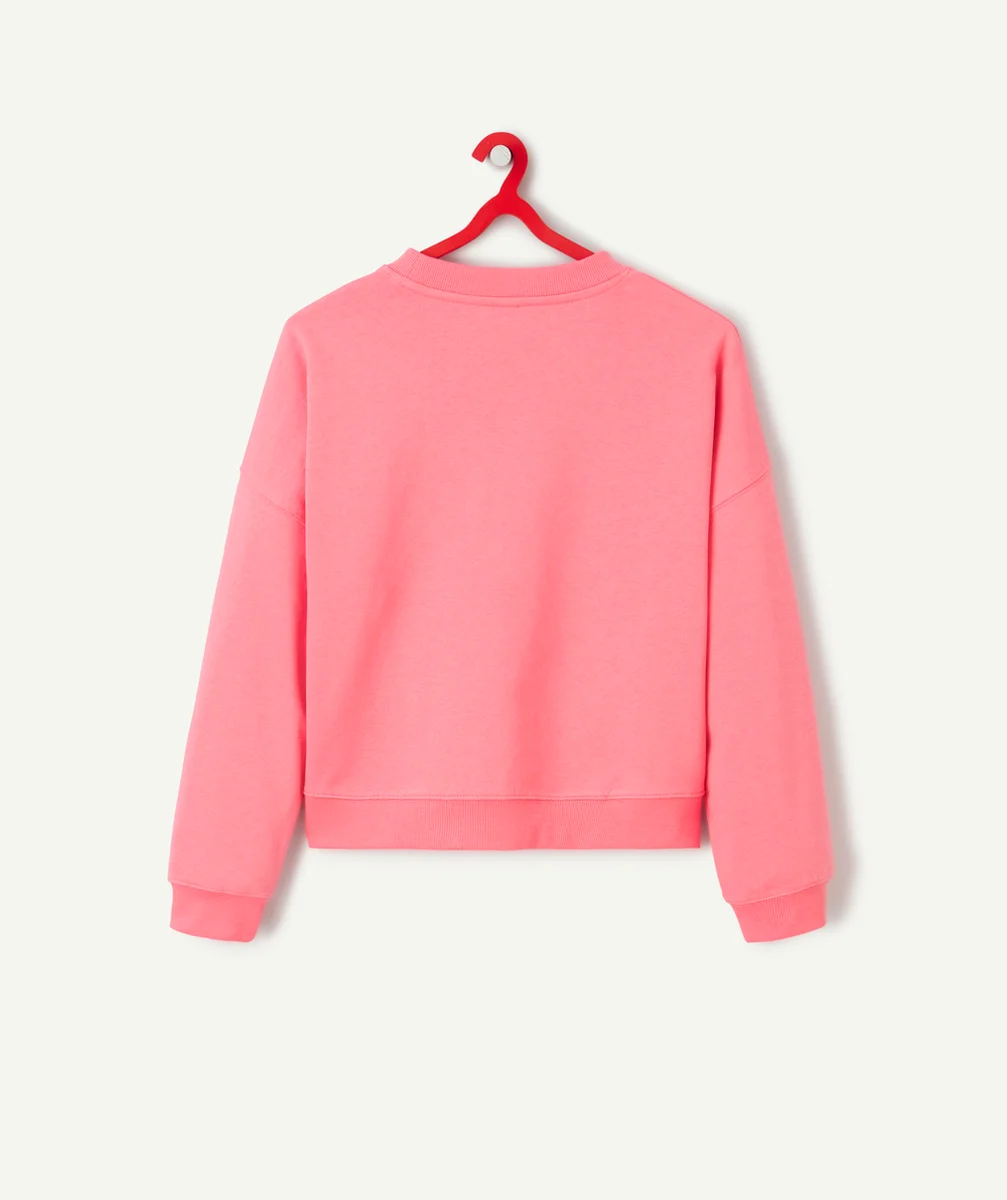 SWEAT MANCHES LONGUES FILLE EN FIBRES RECYCLÉES ROSE AVEC MESSAGE