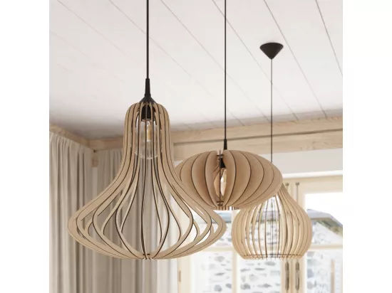 Sollux APRILLA Lampe à Suspension Wire Frame Bois Naturel E27