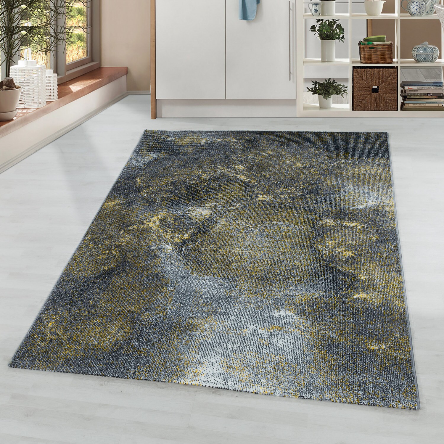 Moderner Designer-Teppich mit Kurzflor, Abstraktes Design für Wohnzimmer
