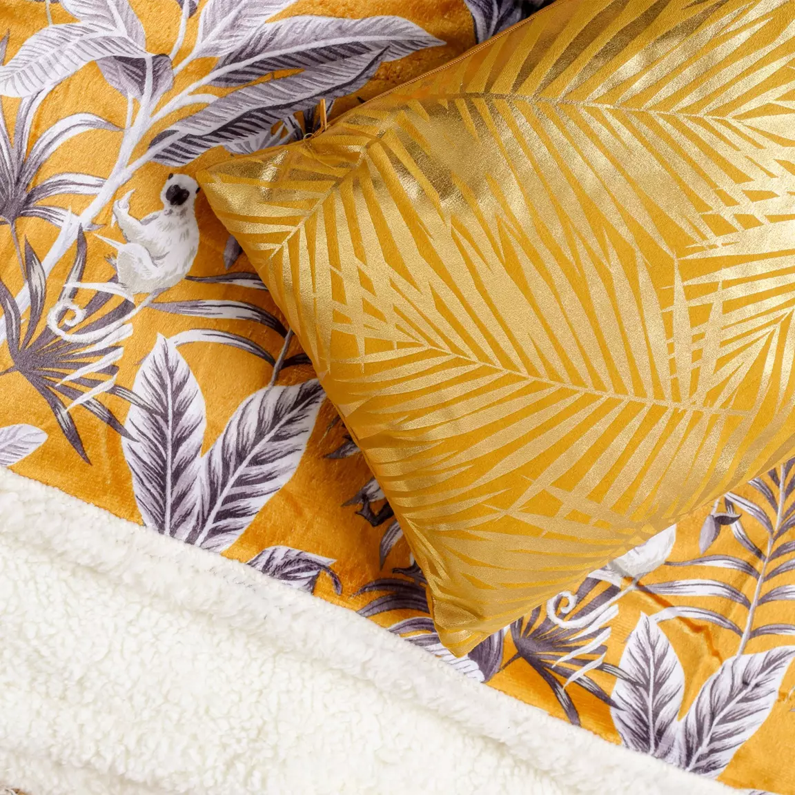 Coussin rectangulaire velours (30 x 50 cm) Or Tropic Jaune ocre