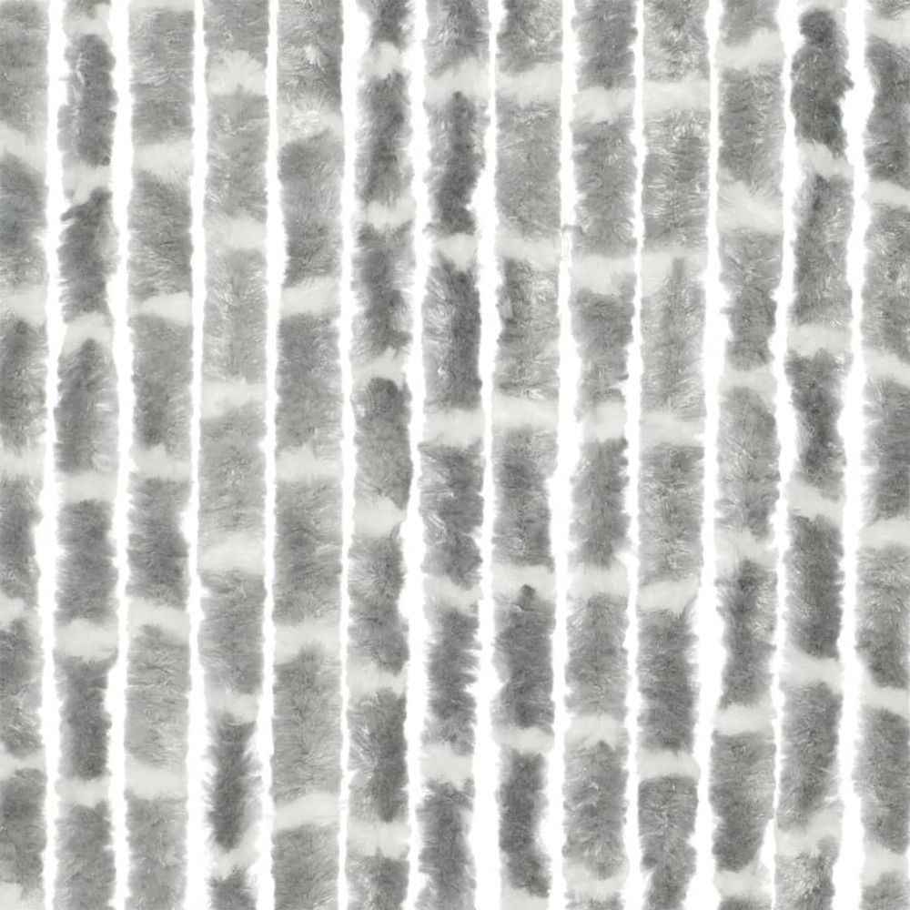 Rideau de porte chenille stripe 185x56 cm gris et blanc