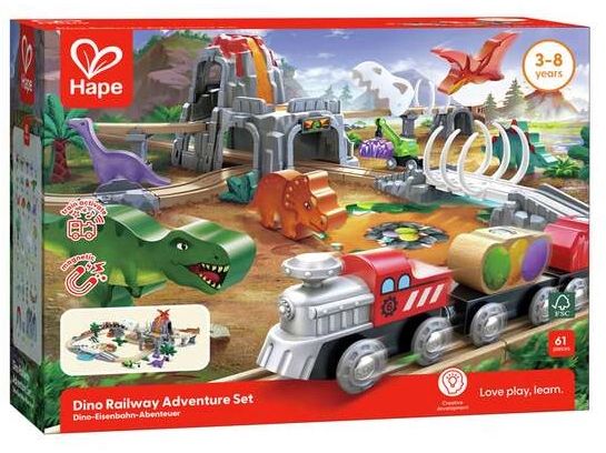 Hape Dino-Eisenbahn-Abenteuer Eisenbahn-Set aus 61 Teilen