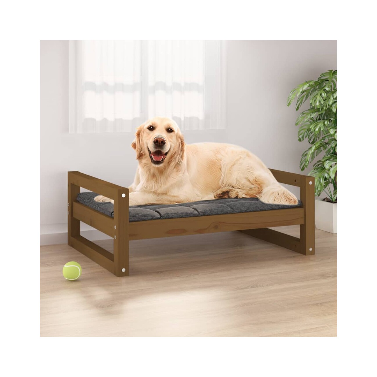 VidaXL Hundebett L (75,5x55,5x28 cm) aus Kiefernholz braun