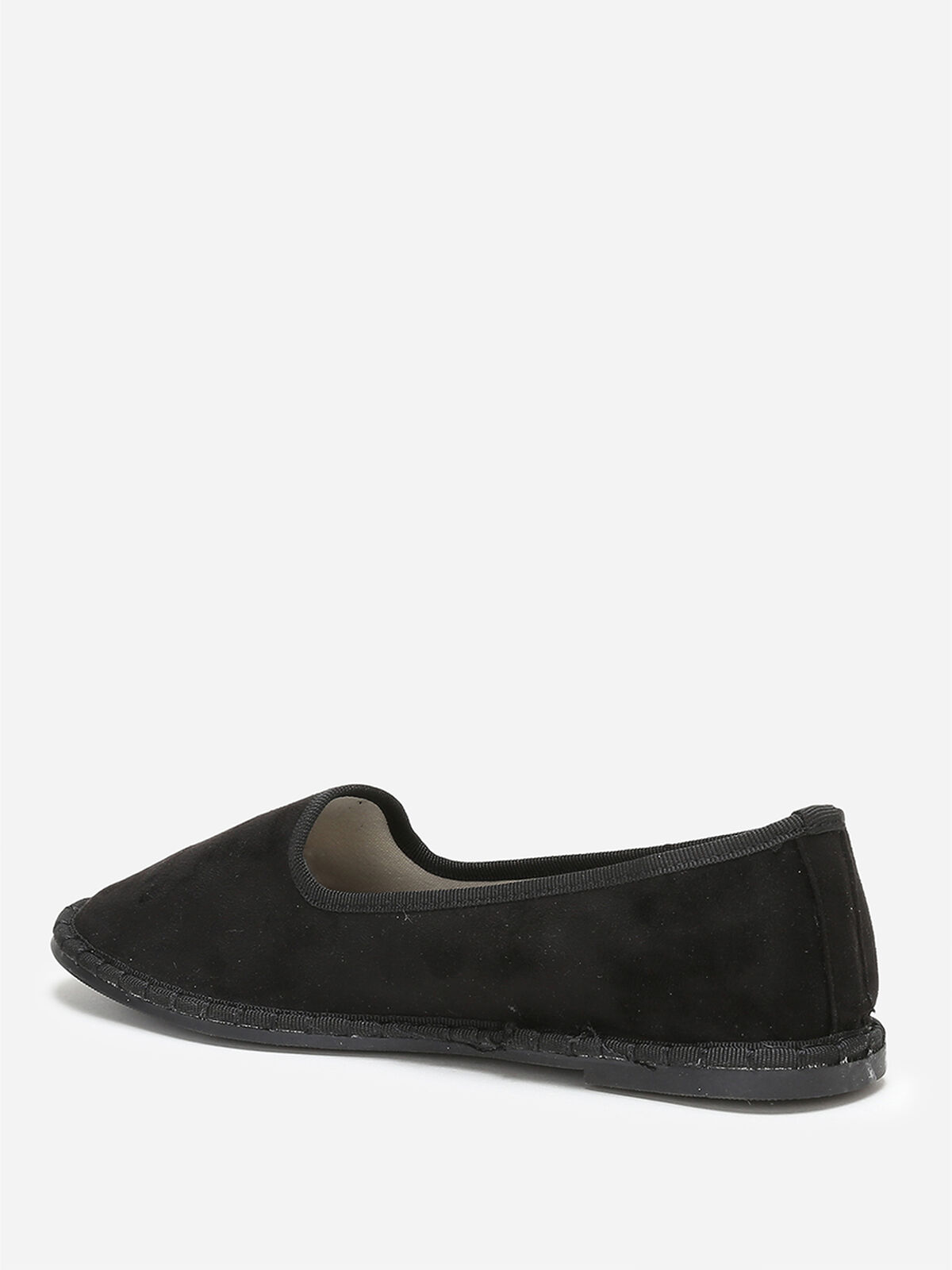 Slippers en suédine à bout rond- Noir