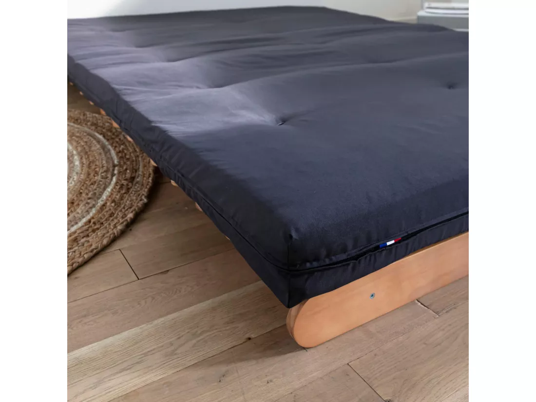 Matelas futon anthracite en coton 90x190