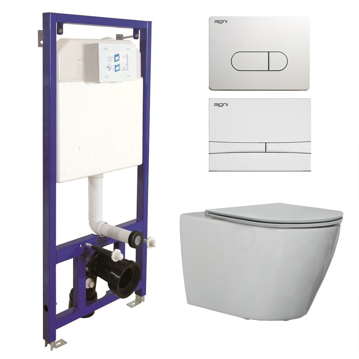 Sanigoods Andes toiletset met Saniclear Jama randloos toilet wit glans