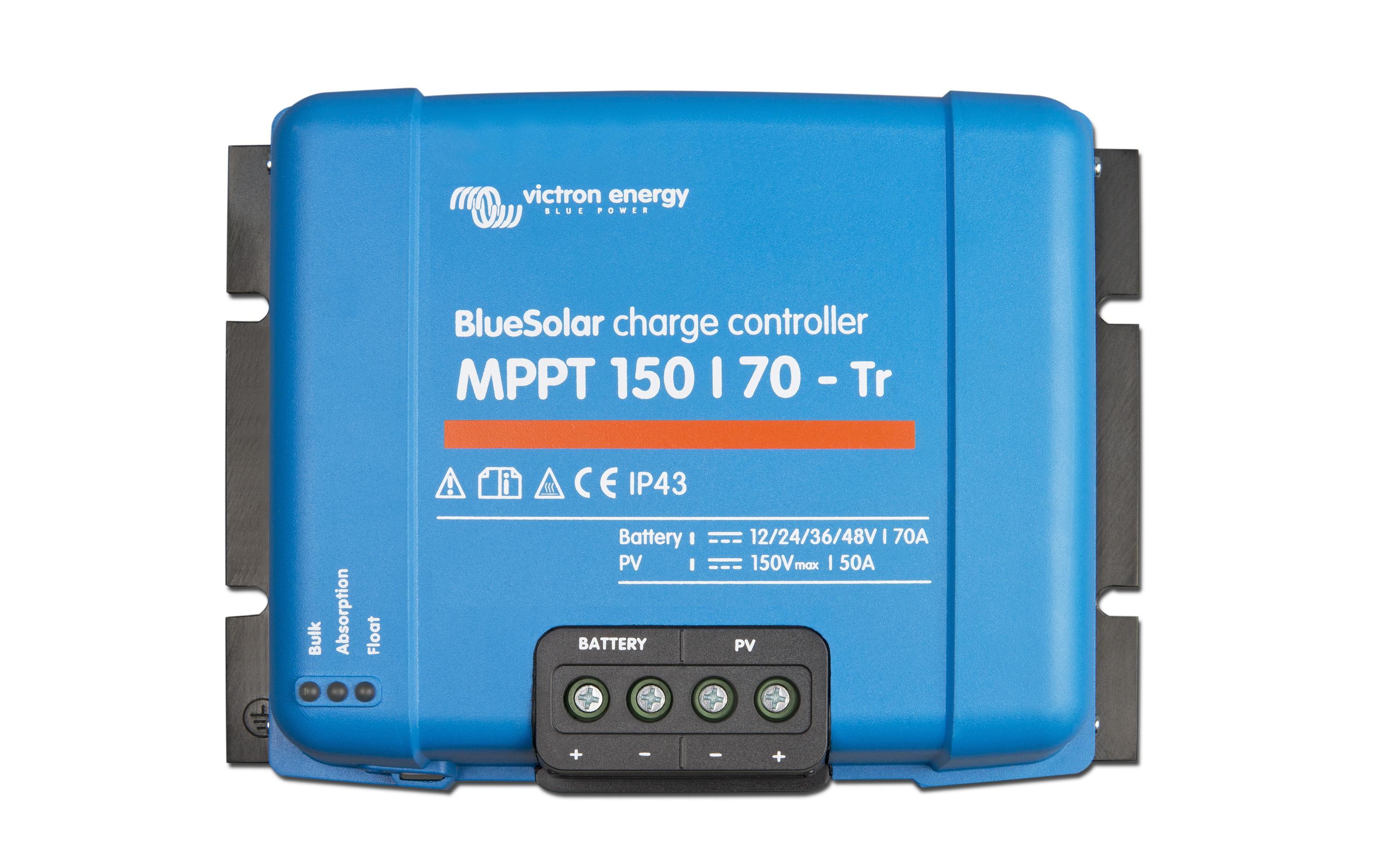 Solarladeregler BlueSolar MPPT 150/70-Tr 12-48 V 70A TR<br>MPPT- Regler mit einem Wirkungsgrad von über 98%