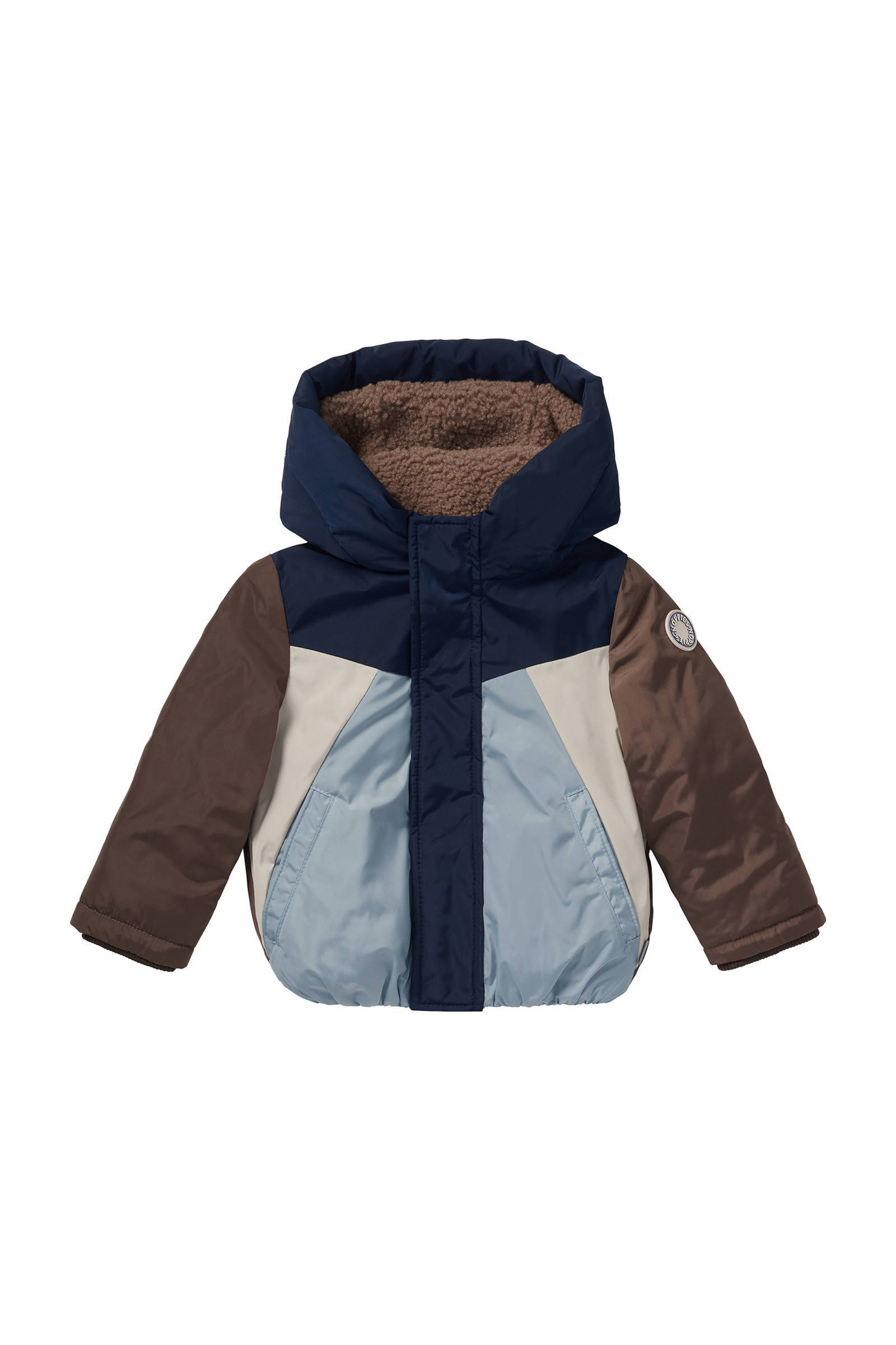 Noppies winterjas bruin/blauw/wit