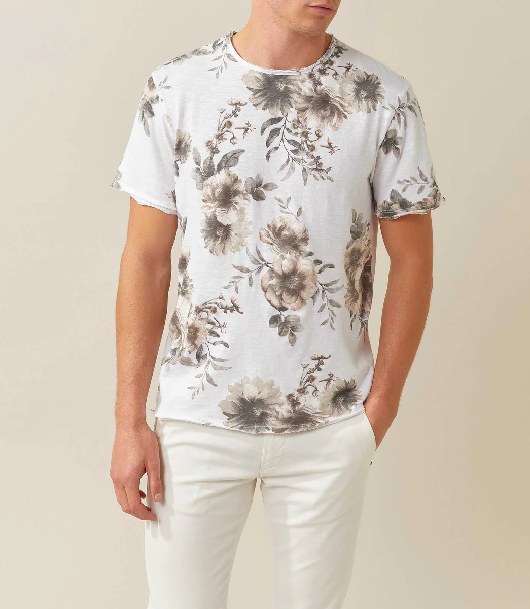 T-shirt col rond imprime blanc 