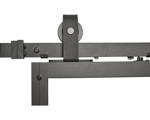 Intersteel Cubo Basic -Top schuifdeurset compleet, zwart met gehard veiligheidsglas (ESG) met satijnglans, 98x215 cm, inclusief deurblad, Basic Top schuifdeurbeslag en krukgarnituur.